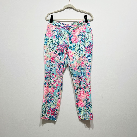 Lilly Pulitzer Women's Alina Ankle Crop Skinny Trouser Pants Gypsea Serene Blue - Picture 1 of 4